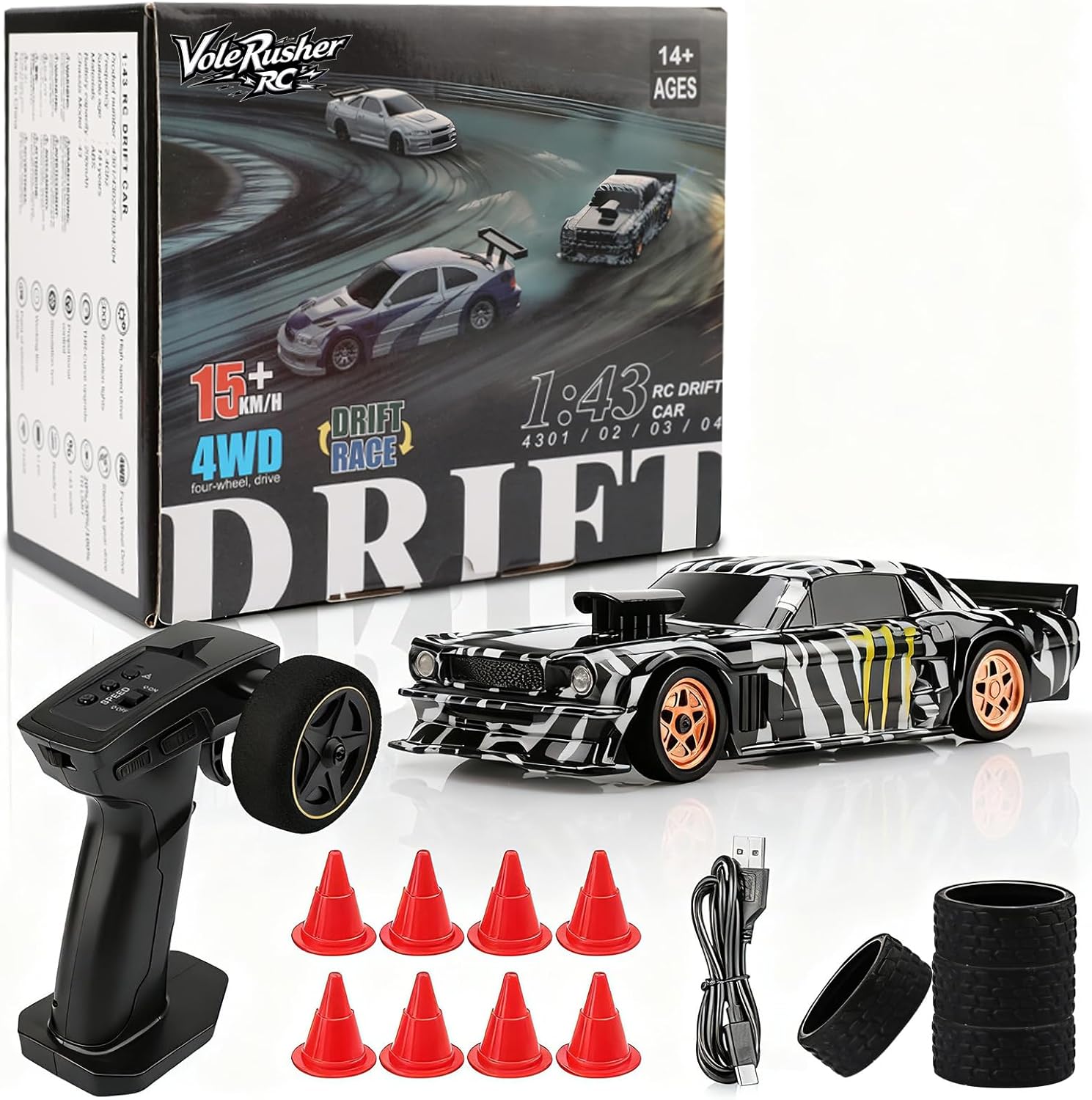 1/43 Scale 4WD Mini RC Drift Car - Blue