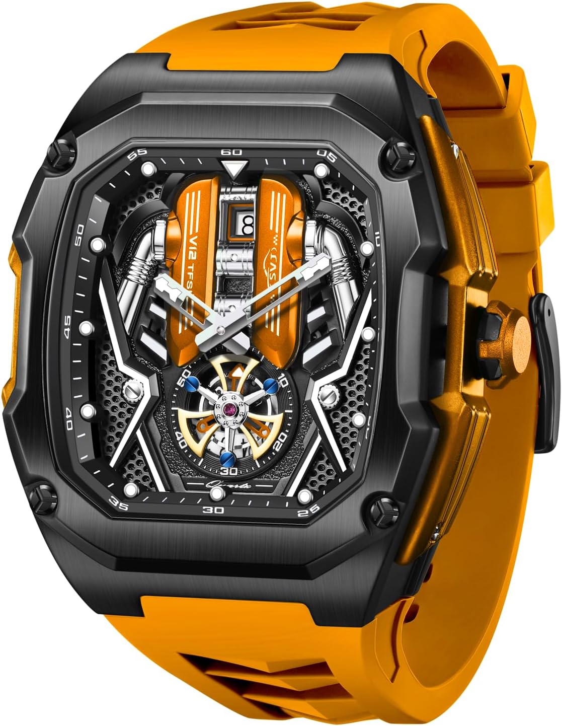 Car Engine Piston Automatic Men's Watch - 30ATM Waterproof