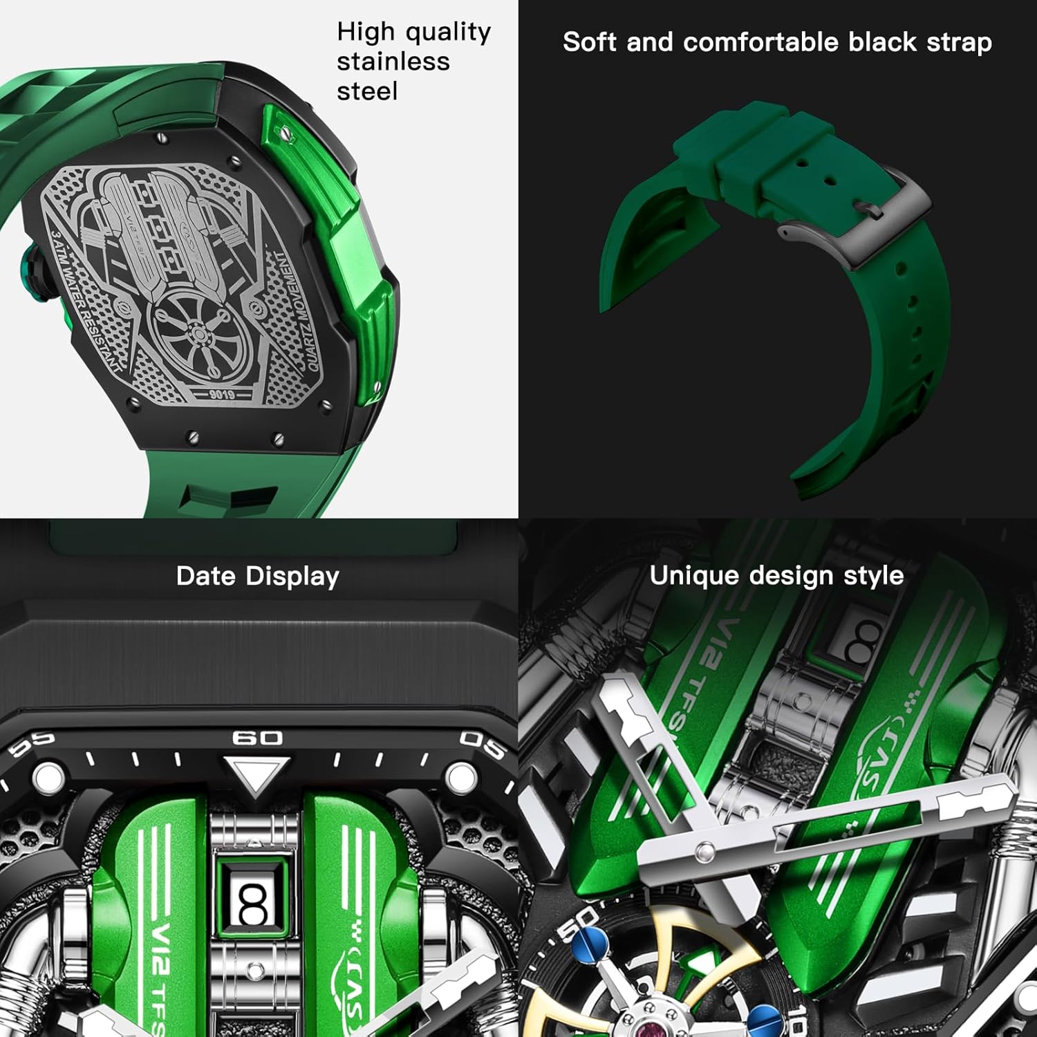Car Engine Piston Automatic Men's Watch - 30ATM Waterproof