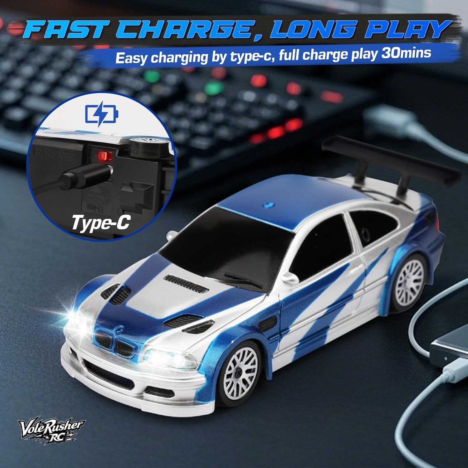 1/43 Scale 4WD Mini RC Drift Car - Blue