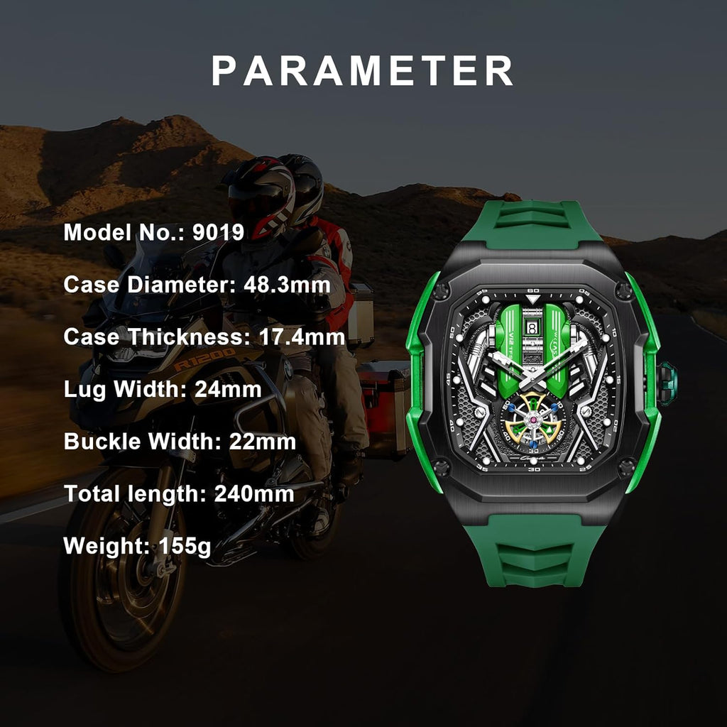 Car Engine Piston Automatic Men's Watch - 30ATM Waterproof