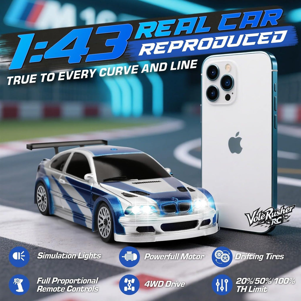1/43 Scale 4WD Mini RC Drift Car - Blue