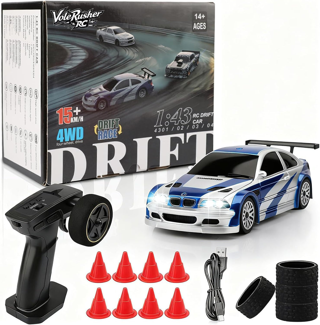 1/43 Scale 4WD Mini RC Drift Car - Blue