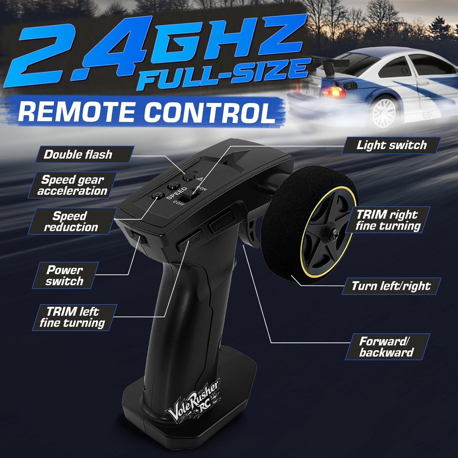 1/43 Scale 4WD Mini RC Drift Car - Blue