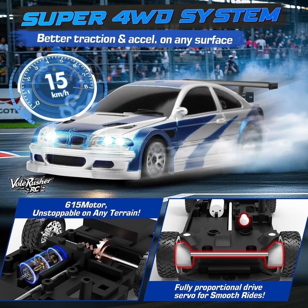 1/43 Scale 4WD Mini RC Drift Car - Blue