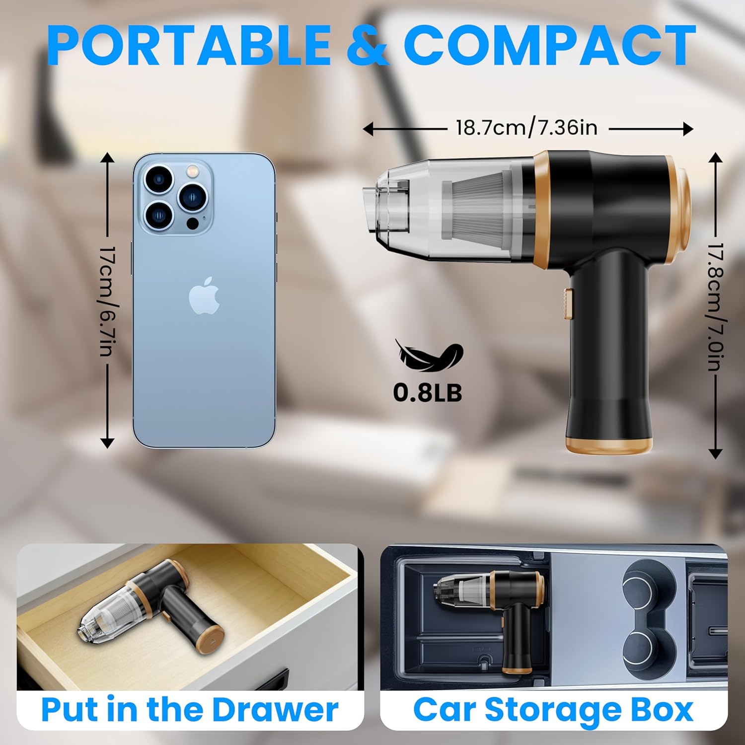 Mini Car Vacuum 15000Pa 