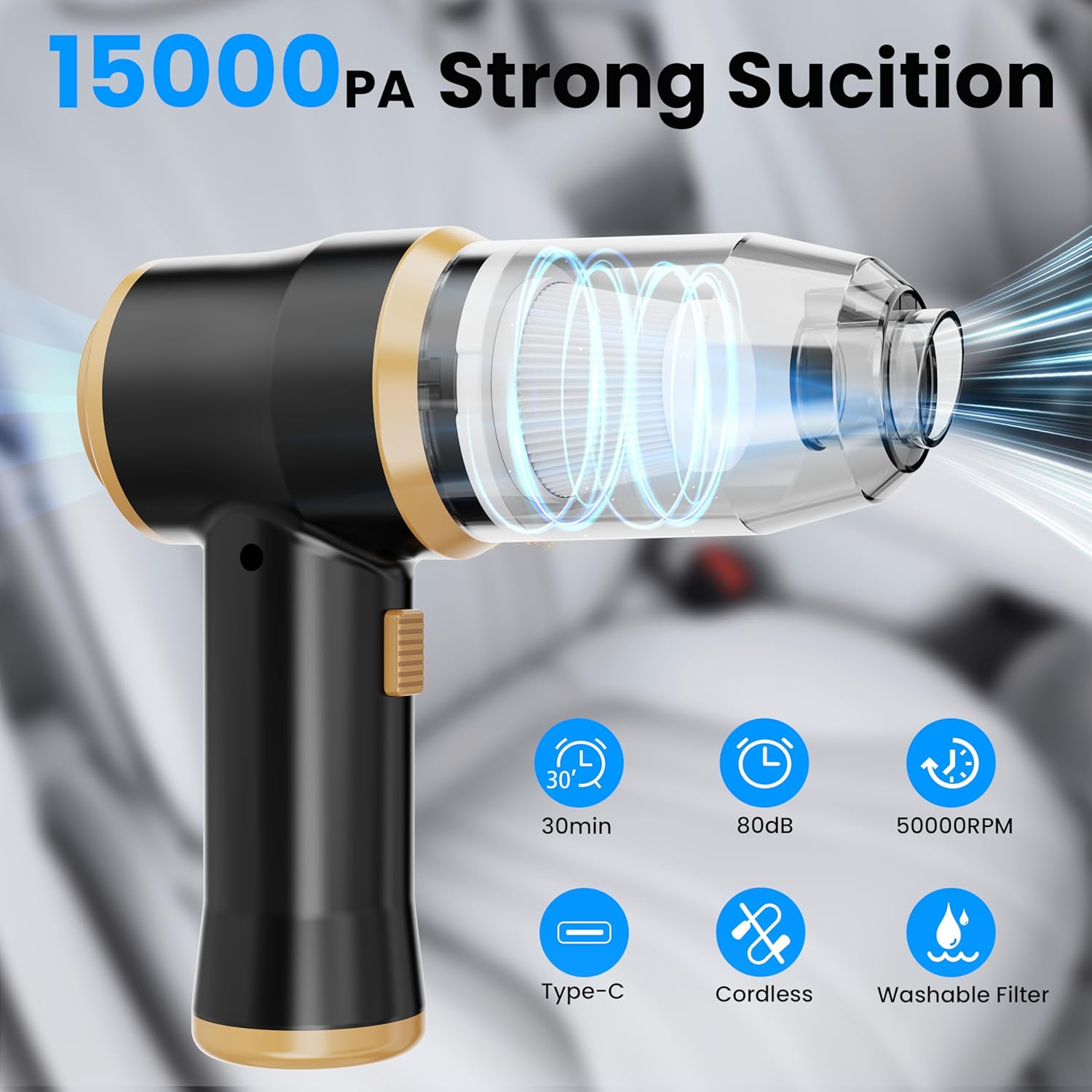 Mini Car Vacuum 15000Pa 