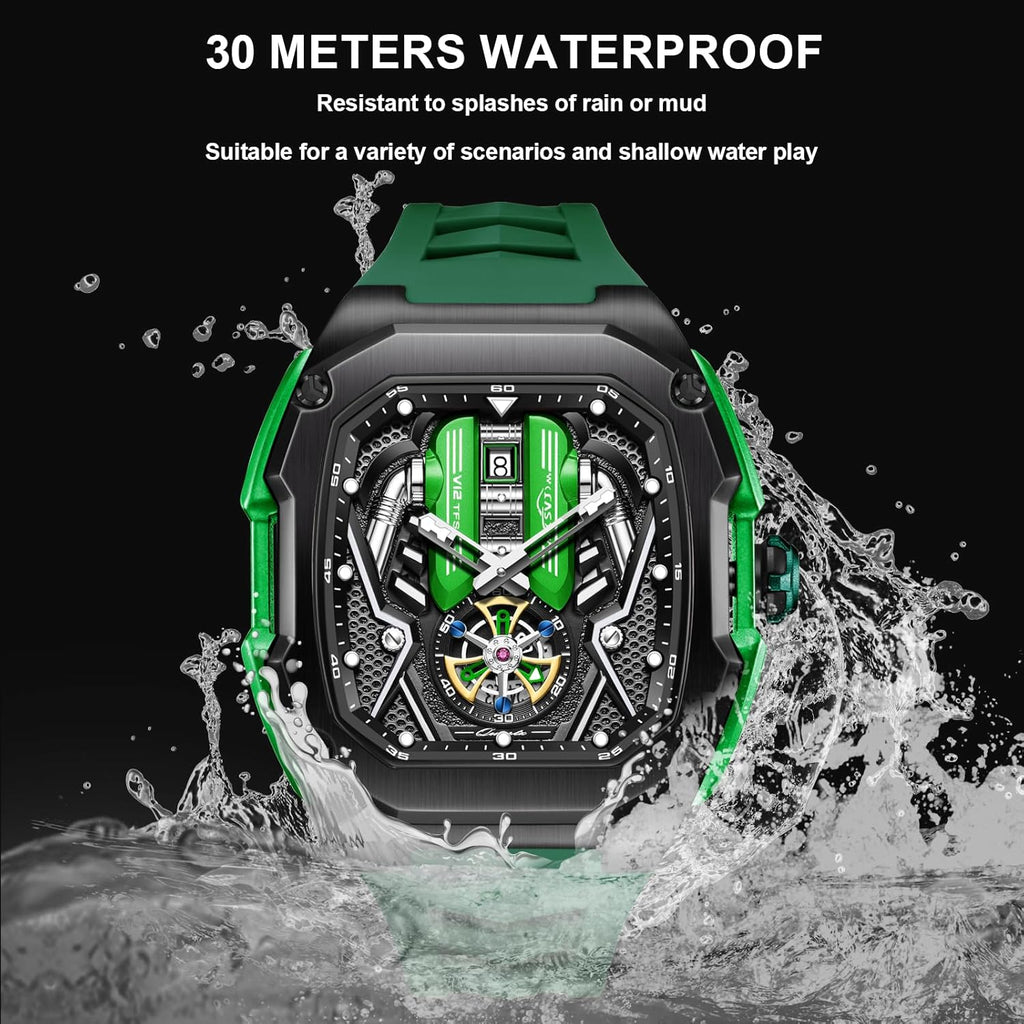 Car Engine Piston Automatic Men's Watch - 30ATM Waterproof